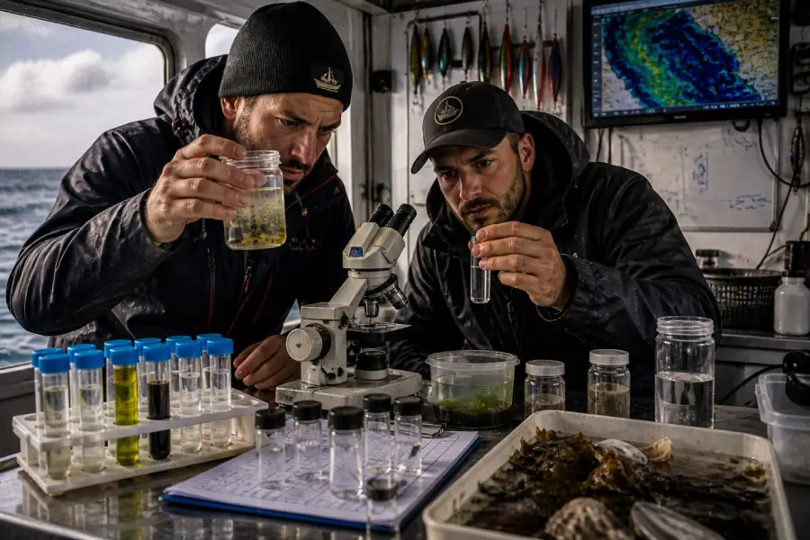 activité biologique en mer avec nourriture disponible et zones favorables à la pêche